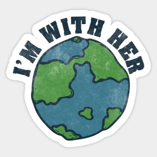 I'm with her vintage earth day Sticker